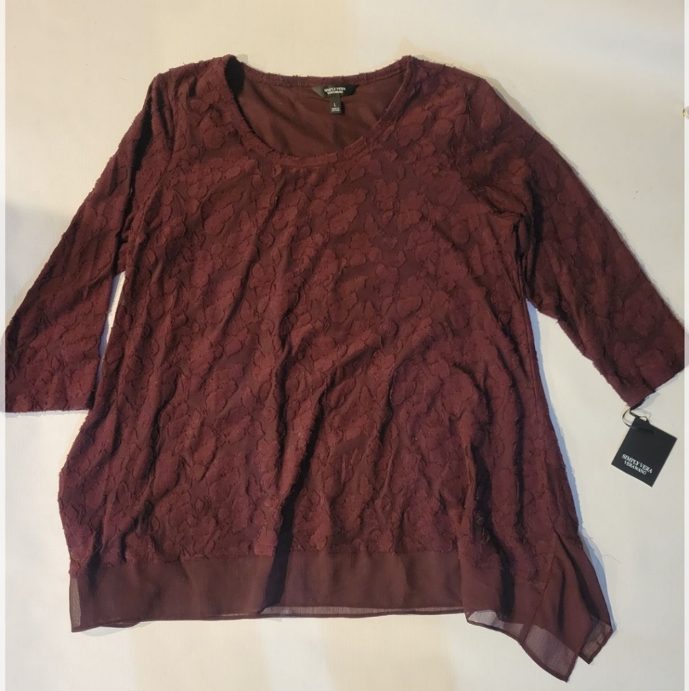 Simply Vera burgundy  loose fit blouse size large